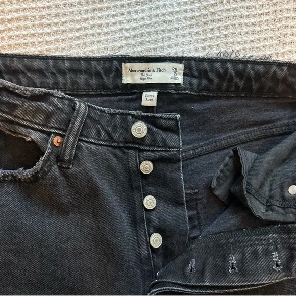 Abercrombie & Fitch womens The Dad high rise curve love jeans black size 2 / 26 - Picture 4 of 7